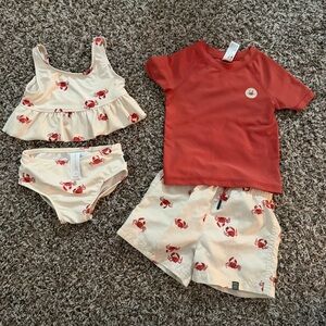 Crab Print Kids Swimwear Set